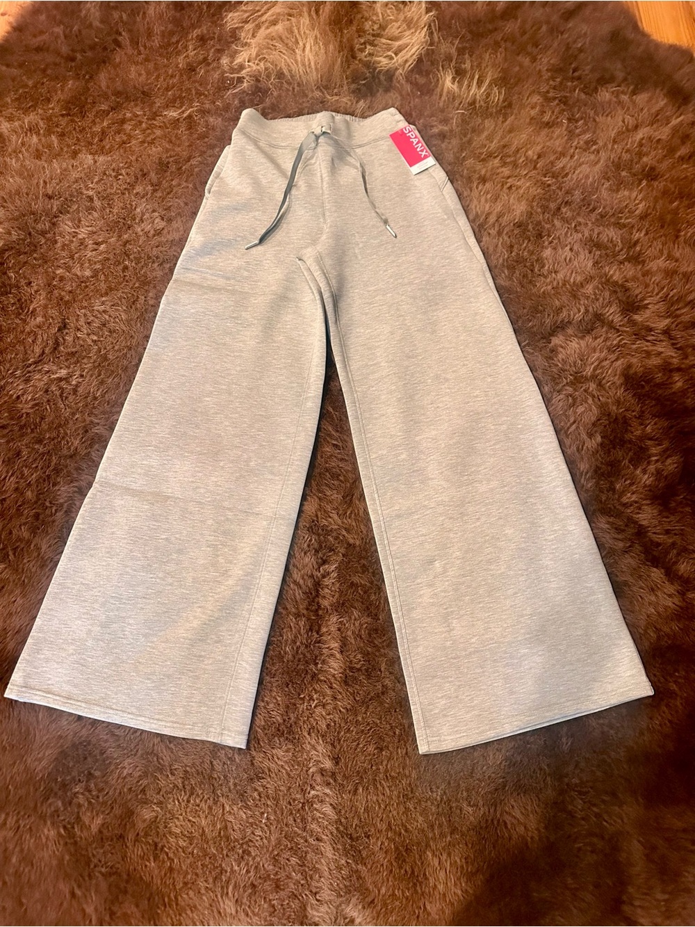 SPANX Women’s Heather Green Wide-Leg Drawstring Sweatpants